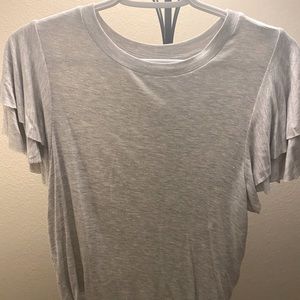 Grey T-shirt with layered sleeves